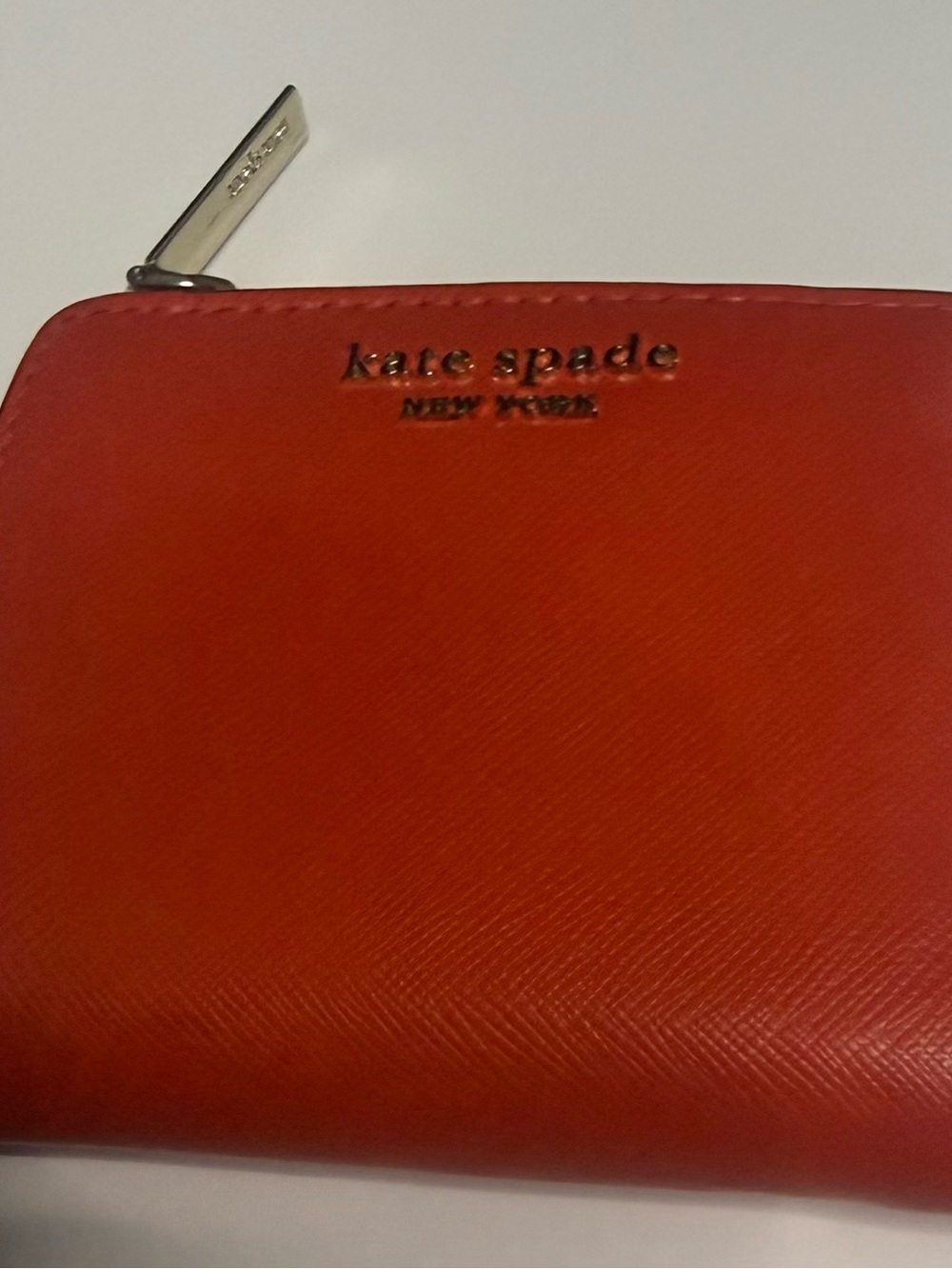 kate spade Orange-Red Saffiano Zip Wallet